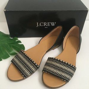 J. CREW black Morgan woven peep toe flats sandals